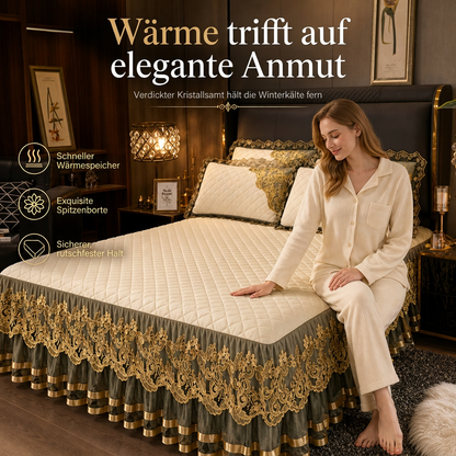 ❄️ Winter-Sonderangebot vorab 🎀 | Stretch-Spannbettlaken aus Samt mit Spitzenbesatz und rutschfester Konstruktion – weich, hautfreundlich, ideal für die kalte Jahreszeit 🛏️✨