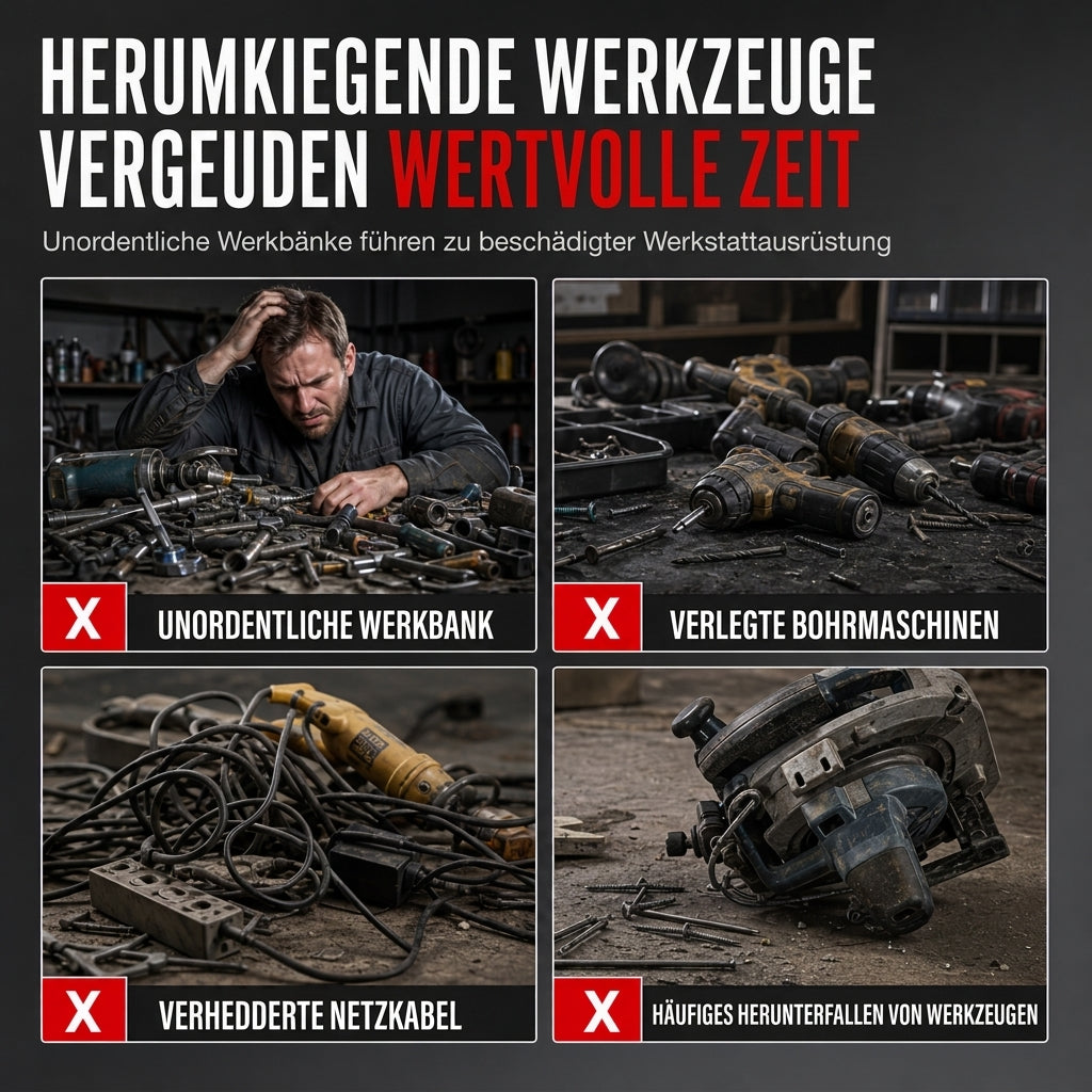 📢 Kostenloser Versand 🛠️ Wandmontiertes Stahl-Werkzeugregal – platzsparende Aufbewahrung für Bohrer und Werkzeuge