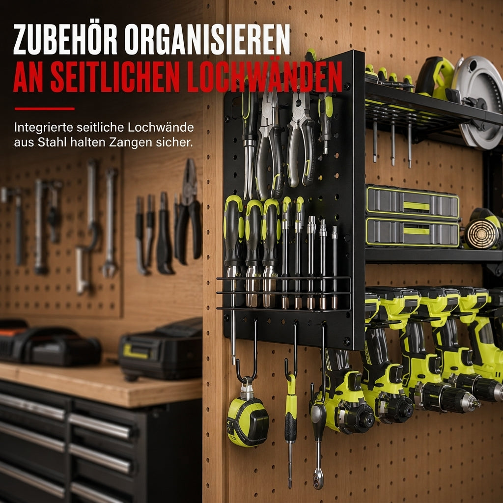 📢 Kostenloser Versand 🛠️ Wandmontiertes Stahl-Werkzeugregal – platzsparende Aufbewahrung für Bohrer und Werkzeuge