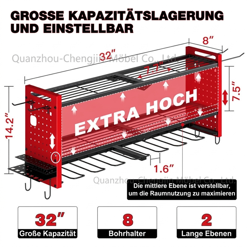 📢 Kostenloser Versand 🛠️ Wandmontiertes Stahl-Werkzeugregal – platzsparende Aufbewahrung für Bohrer und Werkzeuge