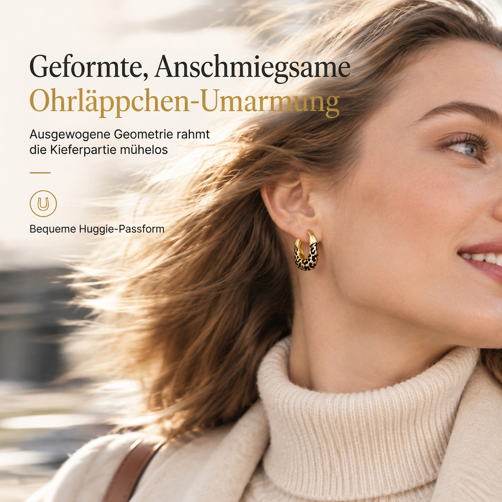 🔥50% RABATT!! 📢🐆 Vintage Leopardenmuster U-förmige Huggie Creolen – Verleihen Sie Alltagsoutfits einen kühnen Retro-Touch, leicht und bequem  ✨