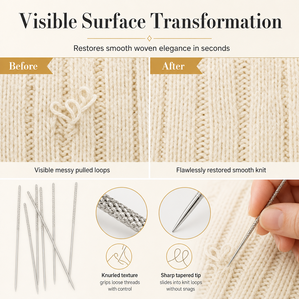 ⏳Zeitlich begrenztes Angebot⏳ Reparieren Sie beschädigte Strickwaren im Handumdrehen! 25-teiliges Set gerändelter Reparaturnadeln