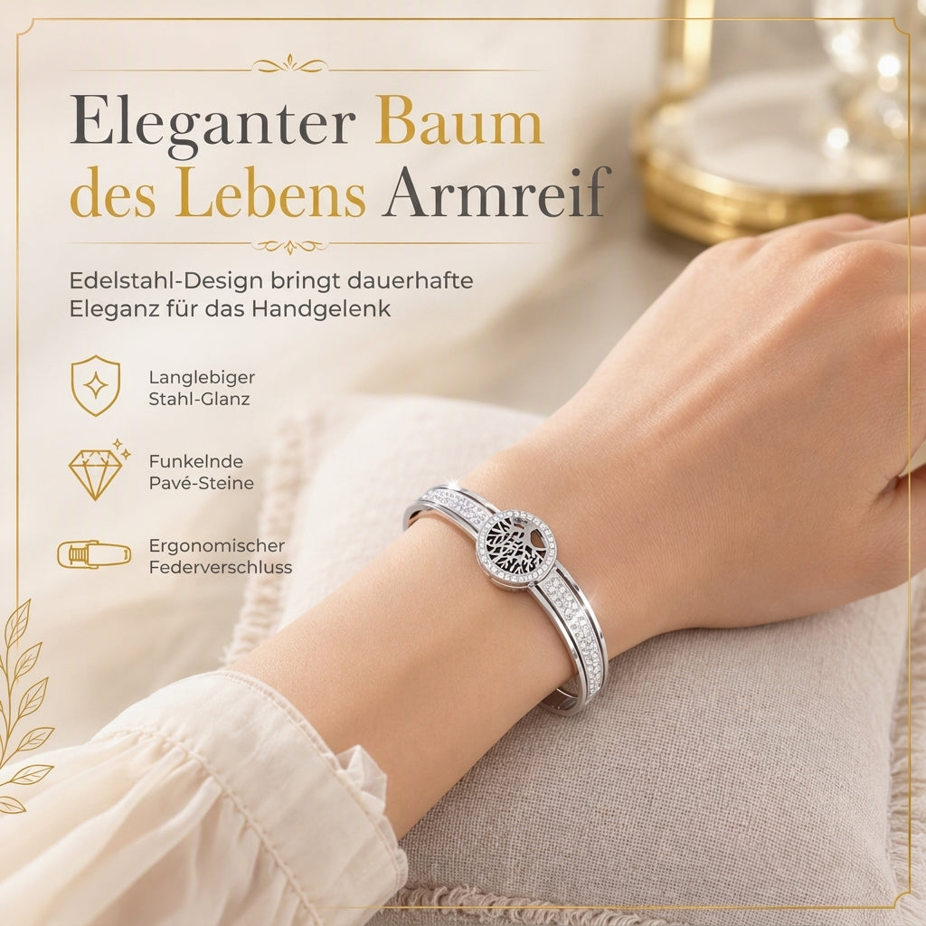 🌸 JETZT 50% RABATT! 🌸 Edelstahlarmband mit "Tree of Life"-Motiv – Eleganter und funkelnder Schmuck🌳✨💎