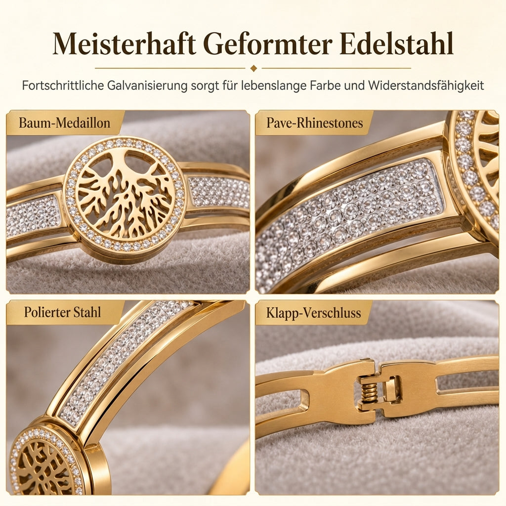 🌸 JETZT 50% RABATT! 🌸 Edelstahlarmband mit "Tree of Life"-Motiv – Eleganter und funkelnder Schmuck🌳✨💎