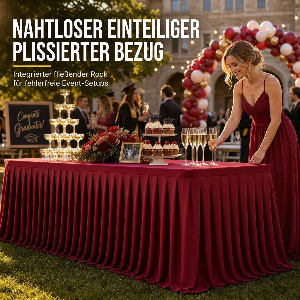 🎉 NUR FÜR KURZE ZEIT 50% RABATT! ✔ Plissee-Tischrock für Veranstaltungen – elegant, faltenfrei, wiederverwendbar 🎊