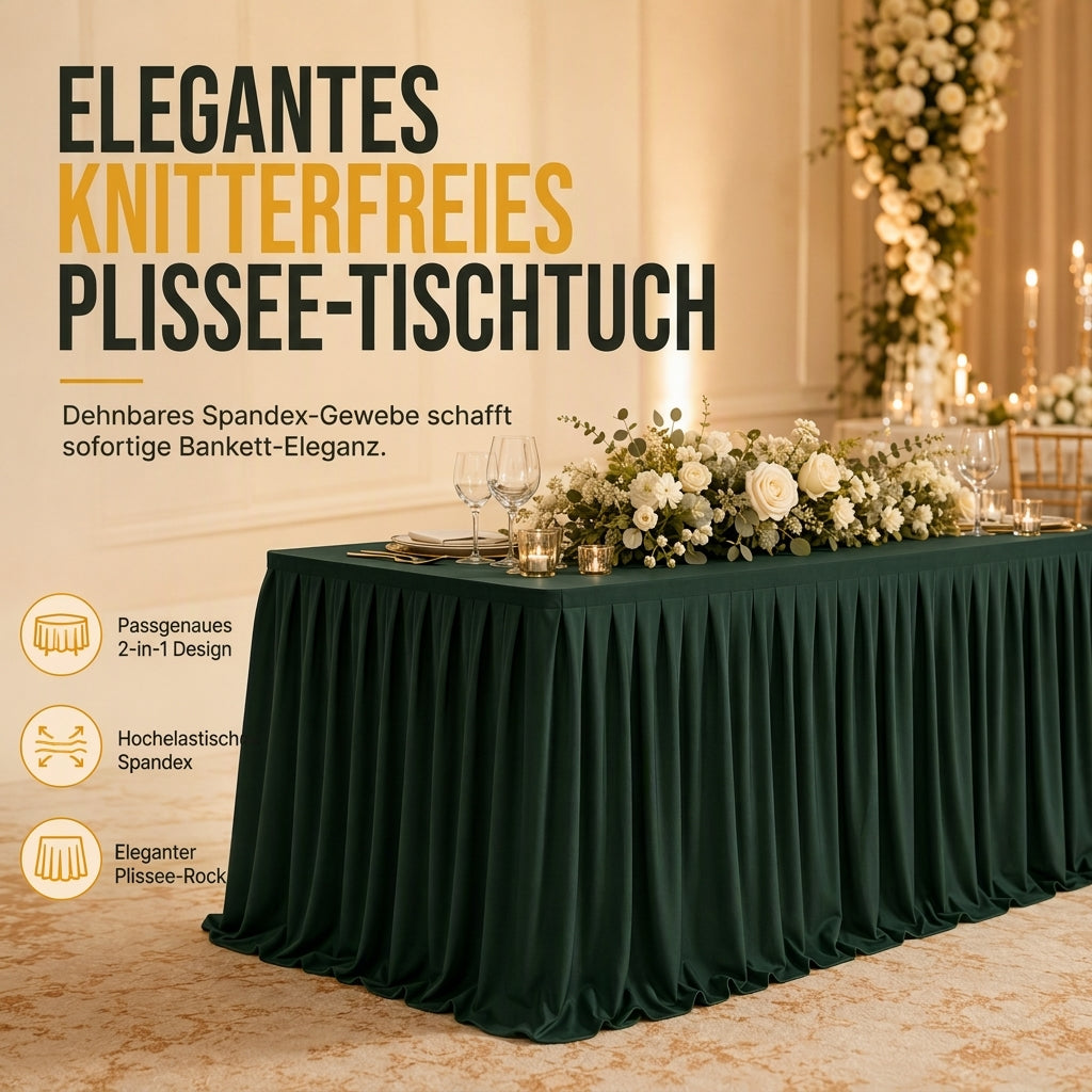 🎉 NUR FÜR KURZE ZEIT 50% RABATT! ✔ Plissee-Tischrock für Veranstaltungen – elegant, faltenfrei, wiederverwendbar 🎊