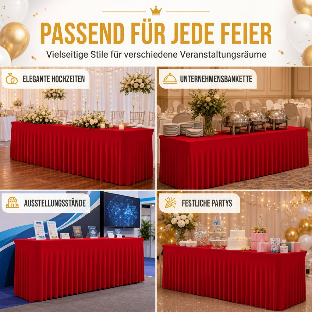 🎉 NUR FÜR KURZE ZEIT 50% RABATT! ✔ Plissee-Tischrock für Veranstaltungen – elegant, faltenfrei, wiederverwendbar 🎊
