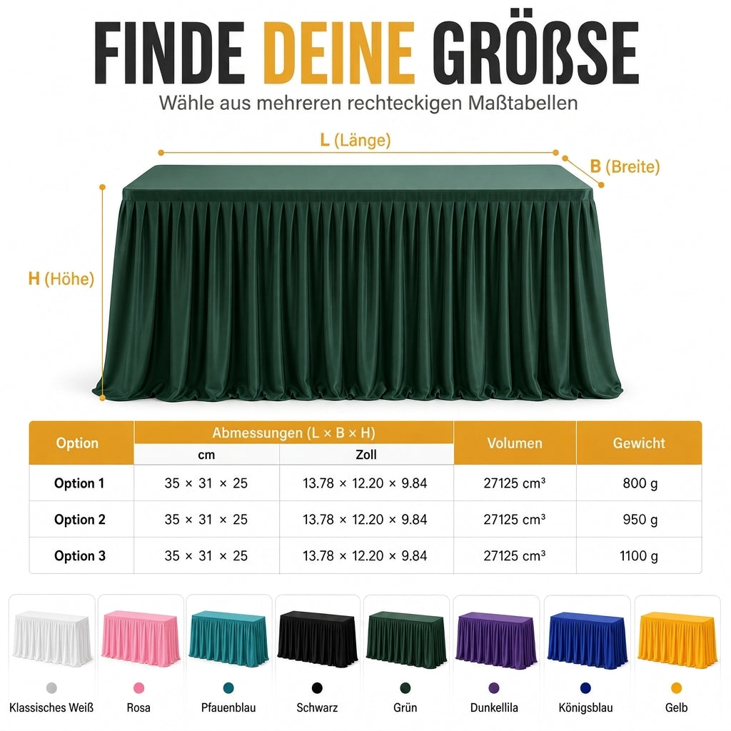 🎉 NUR FÜR KURZE ZEIT 50% RABATT! ✔ Plissee-Tischrock für Veranstaltungen – elegant, faltenfrei, wiederverwendbar 🎊