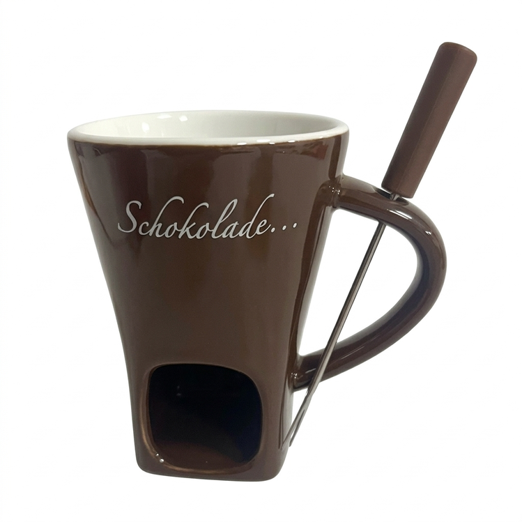 Keramik Schokoladen- und Käsefondue Schmelzbecher mit Gabel