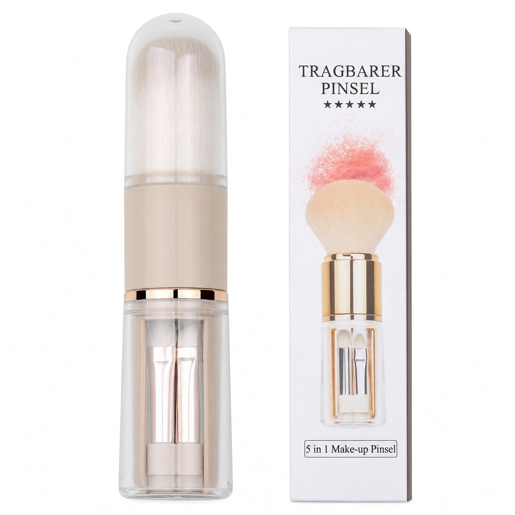 🥳HEIßER SALE 2026🥳💞MEHR ALS 50.000 VERKAUFT! 💄✈️ 50% RABATT! Tragbares ausziehbares 5-in-1-Make-up-Pinselset – Pinsel für Puder, Rouge und Silikon-Lippenpinsel in einer kompakten Kapsel. Ideal für unterwegs! 🛡️✨