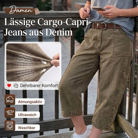 👖 Lässige Cargo-Caprihosen für Damen – bequeme 3/4-Hosen mit vielen Taschen, perfekt für Alltag, Reisen & Sommer ☀️