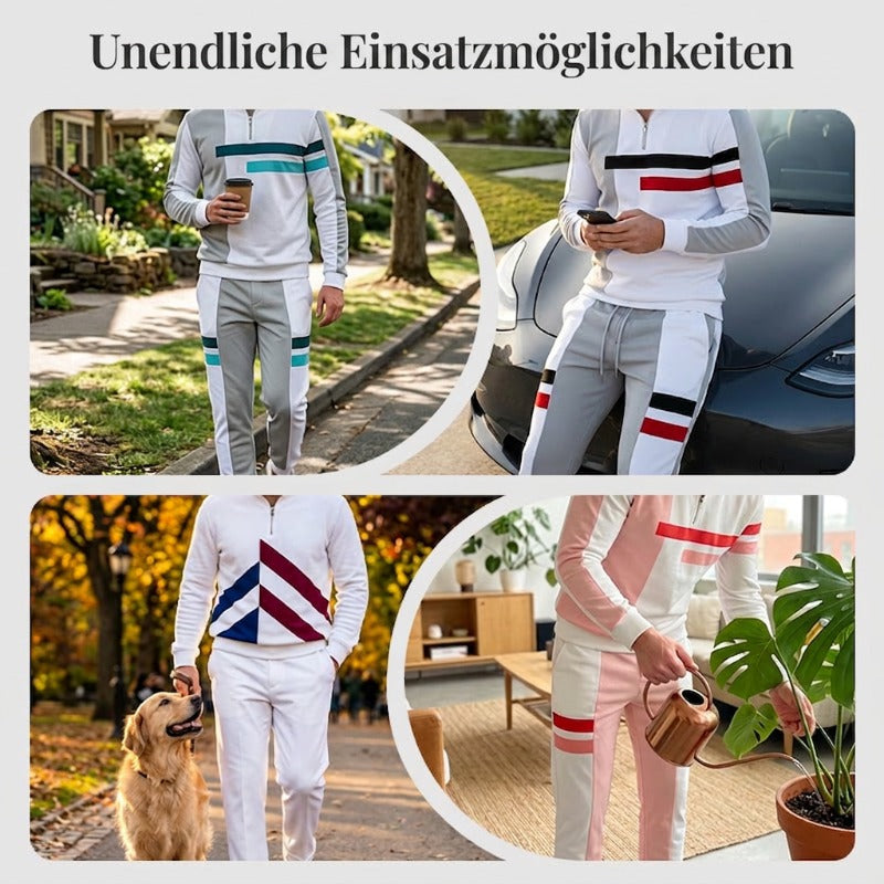 👕Trainingsanzug für Herren mit Halbem Reißverschluss & Farbblock-Design – Moderner Look, Bequeme Passform & Perfekt Für Sport & Freizeit 👖