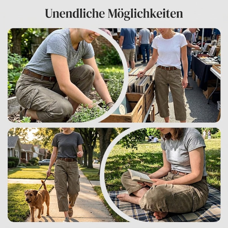 👖 Lässige Cargo-Caprihosen für Damen – bequeme 3/4-Hosen mit vielen Taschen, perfekt für Alltag, Reisen & Sommer ☀️