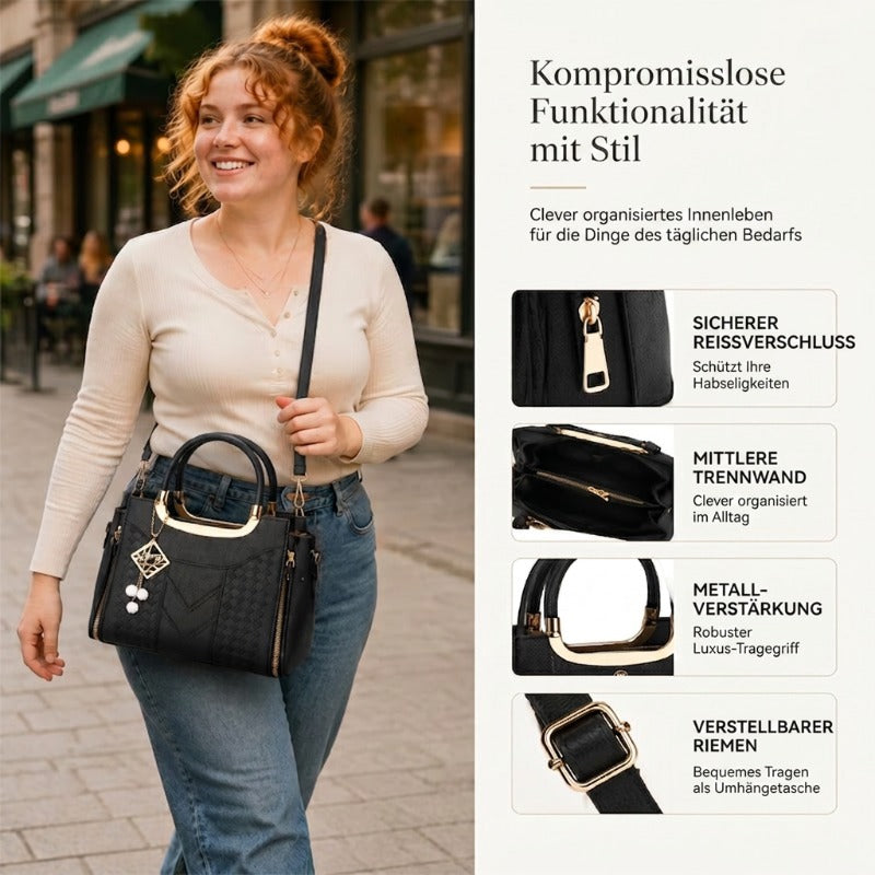 👜✨ 50% Rabatt! Premium Damen Handtasche mit V-Naht & Gold Hardware – Geräumig, Elegant & Vielseitig für den Alltag