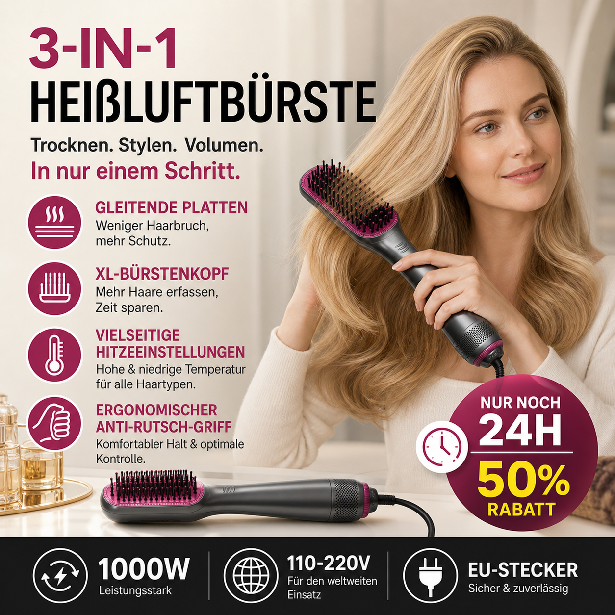 🎉 Sonderangebot heute! 💕 Multifunktionale Stylingbürste